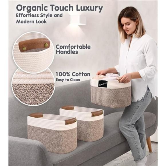 Cotton Rope Baskets for Organizing | Storage Baskets for Shelves | Rope Basket - Picture 7 of 7